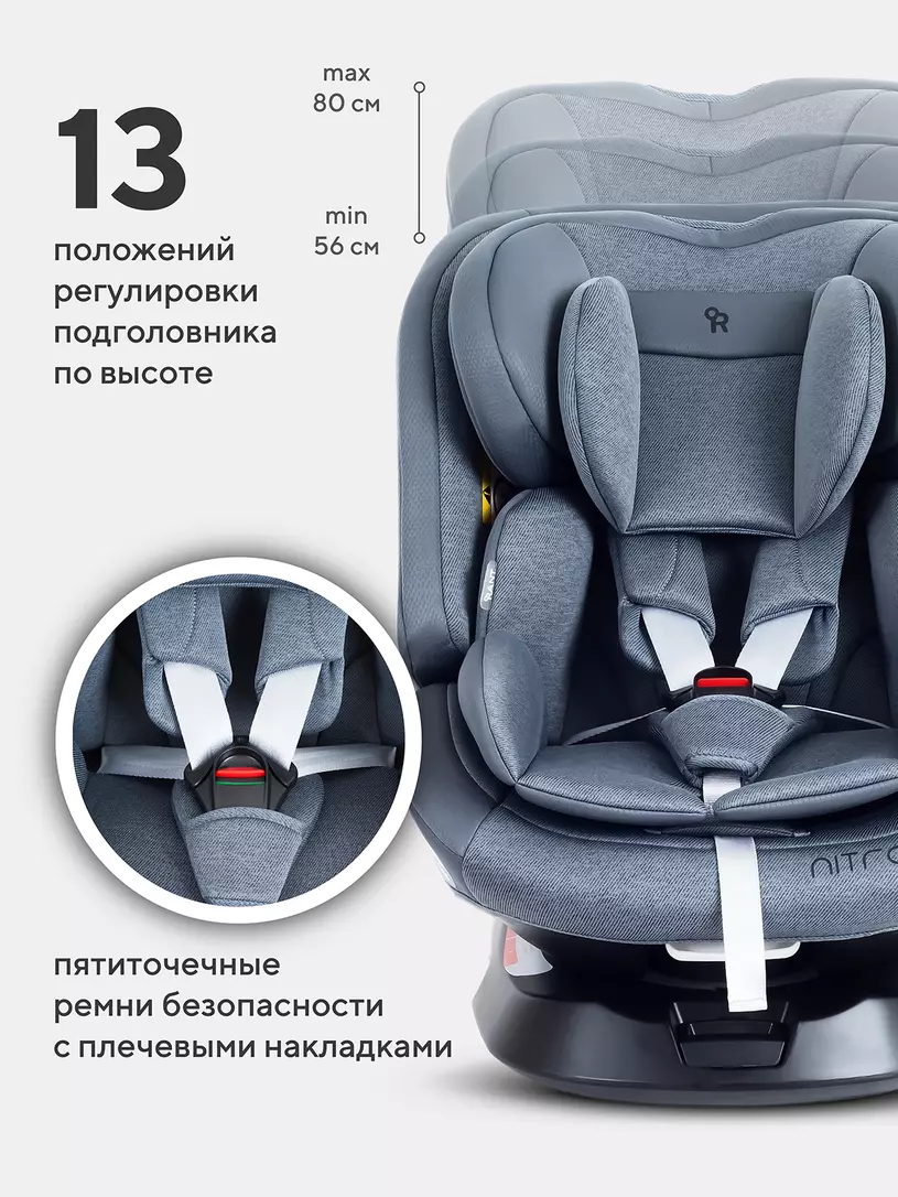 Автокресло Rant Nitro new isofix группа 0/1/2/3 (0-36 кг) Grey