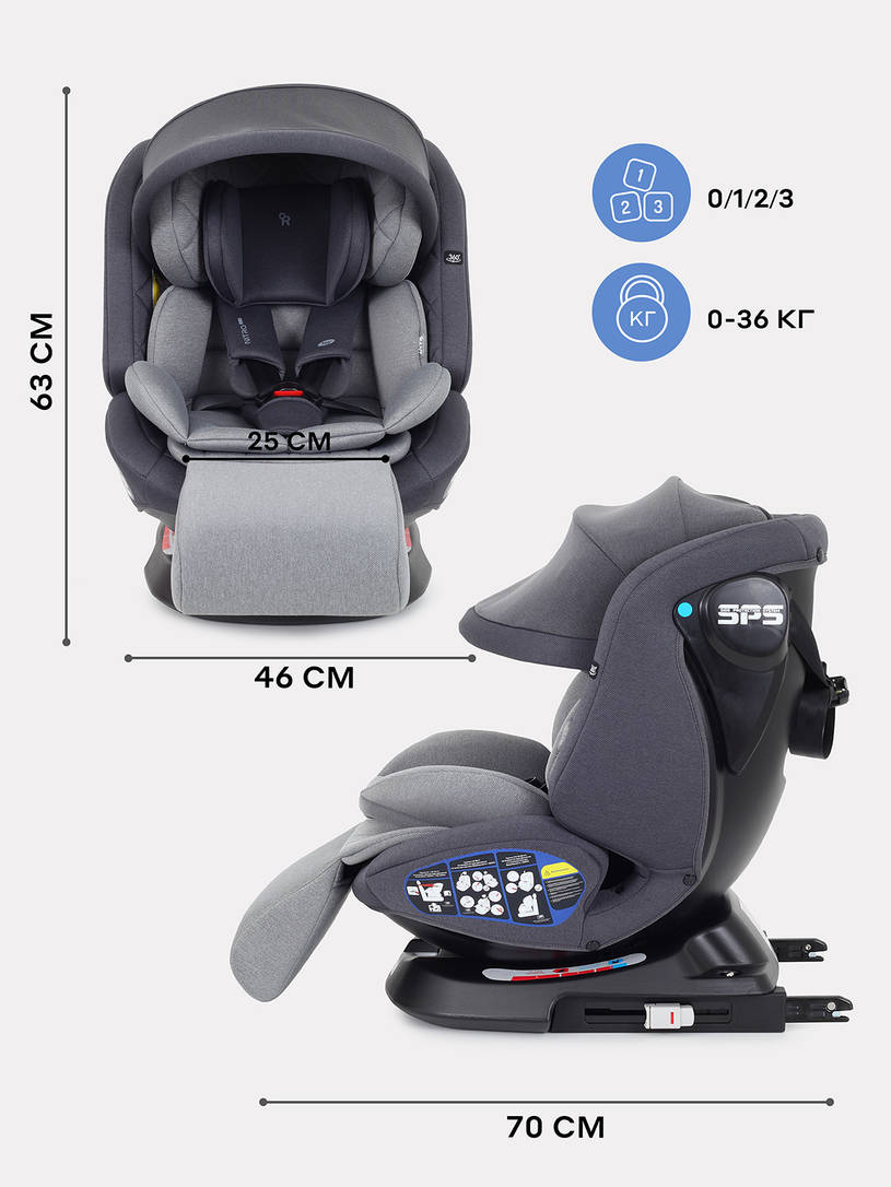 Автокресло Rant Nitro Plus isofix группа 0/1/2/3 (0-36 кг) Grey