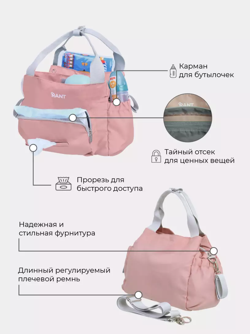 Сумка для мамы Rant Flocky cloud pink