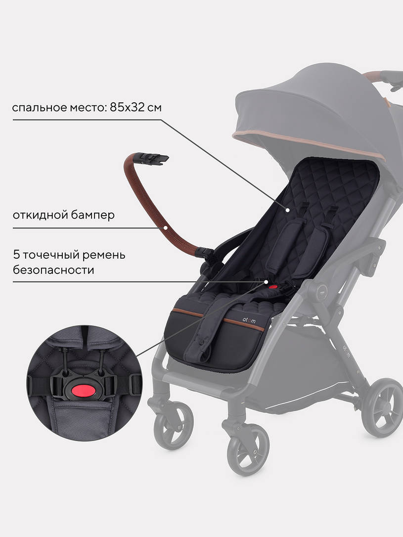 Коляска прогулочная Mowbaby Atom Graphite