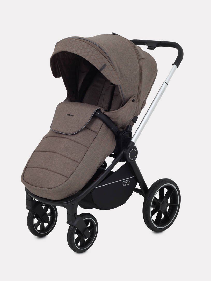 Коляска 2 в 1 Mowbaby Zoom PU silver cacao brown