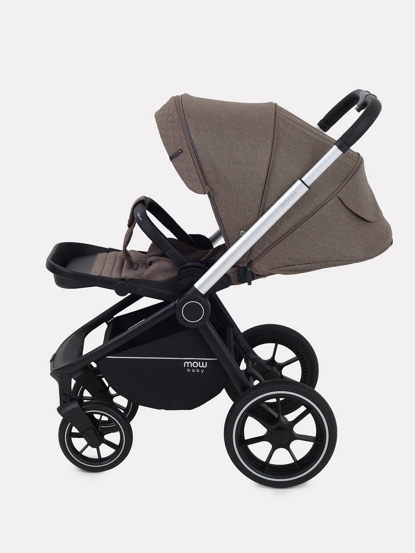 Коляска 2 в 1 Mowbaby Zoom PU silver cacao brown