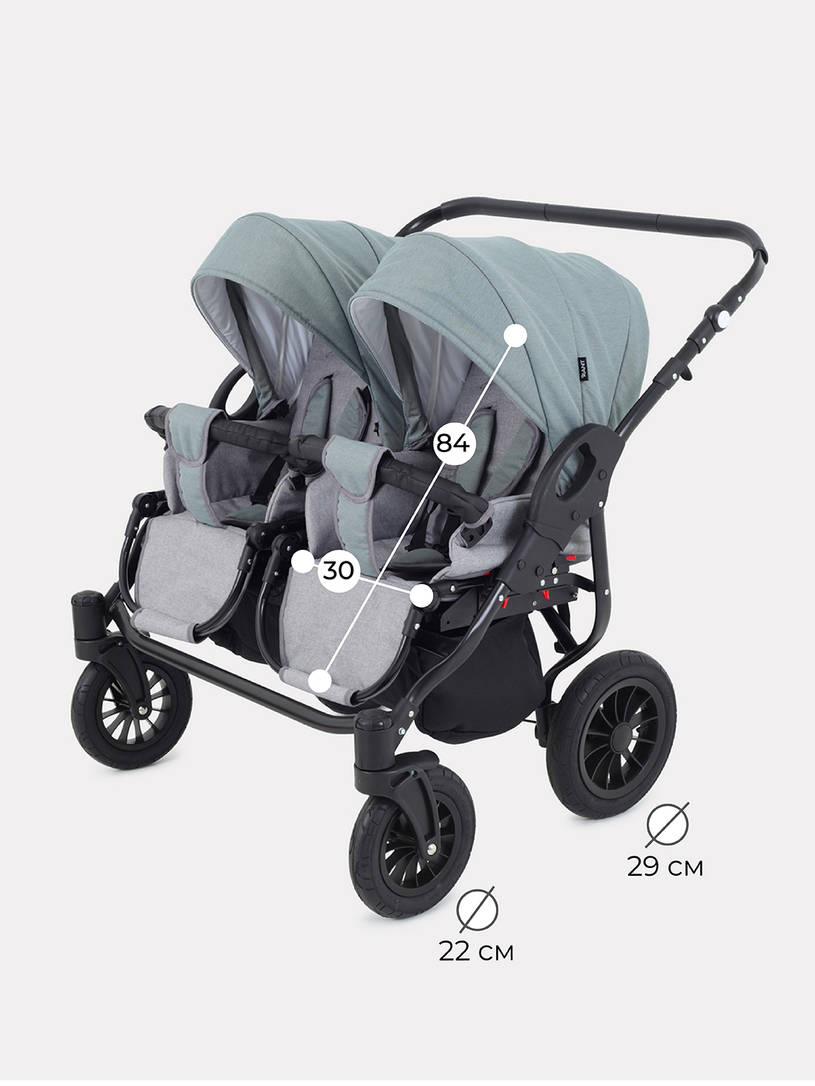 Коляска для двойни 2 в 1 Rant Siena Duo 09 серый-зеленый