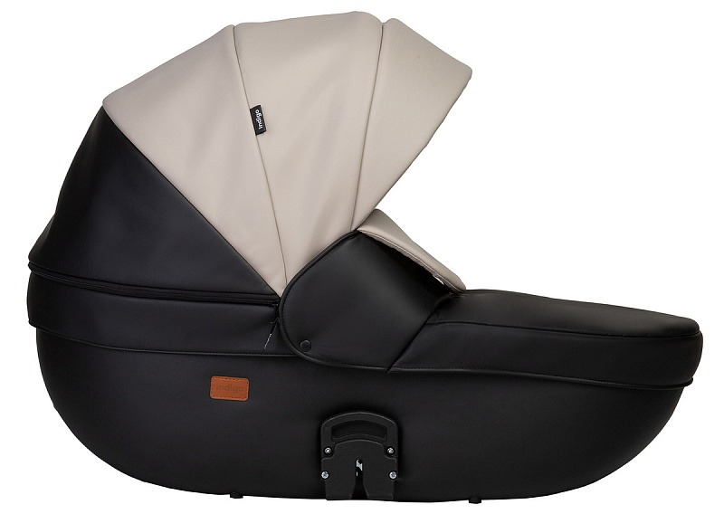 Коляска 2 в 1 Indigo Mio Eco, 04 (Черная кожа + Светло-бежевая кожа)
