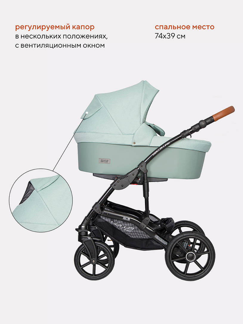 Коляска 2 в 1 Riko Basic Bella Life 02 Basil мятный