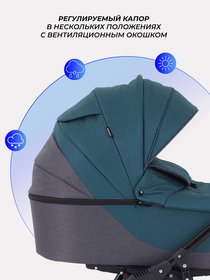 Коляска Rant Siena 2024 04 серый - темно-бирюзовый