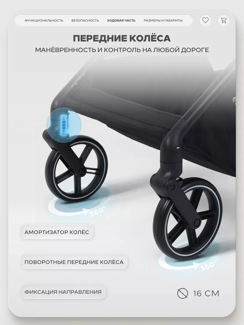 Коляска прогулочная Mowbaby Amber Black