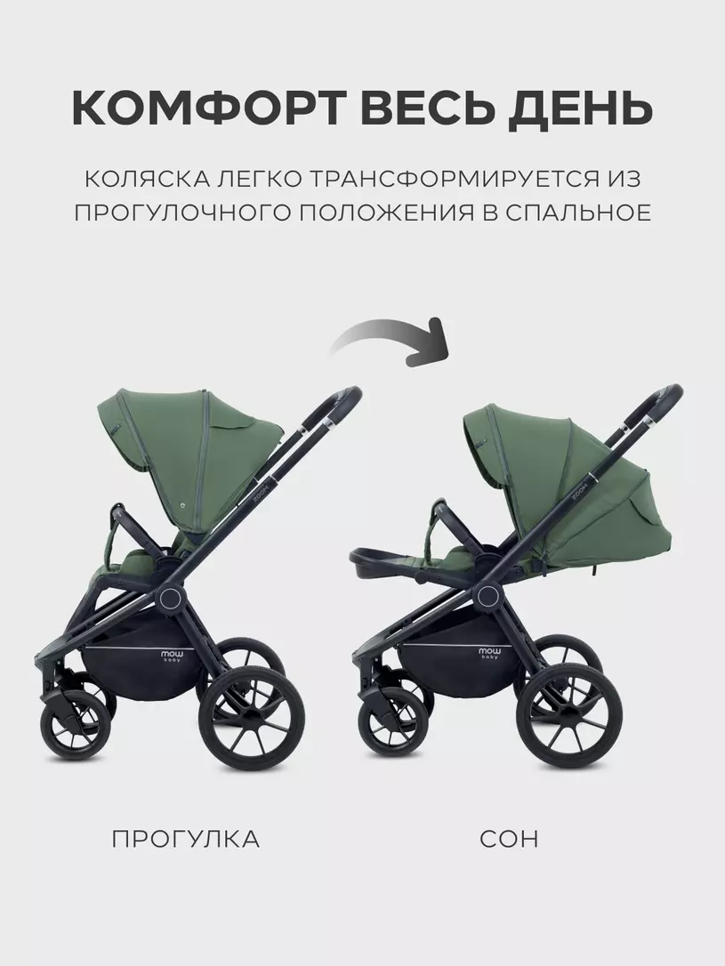 Коляска 2 в 1 Mowbaby Zoom PU Olive