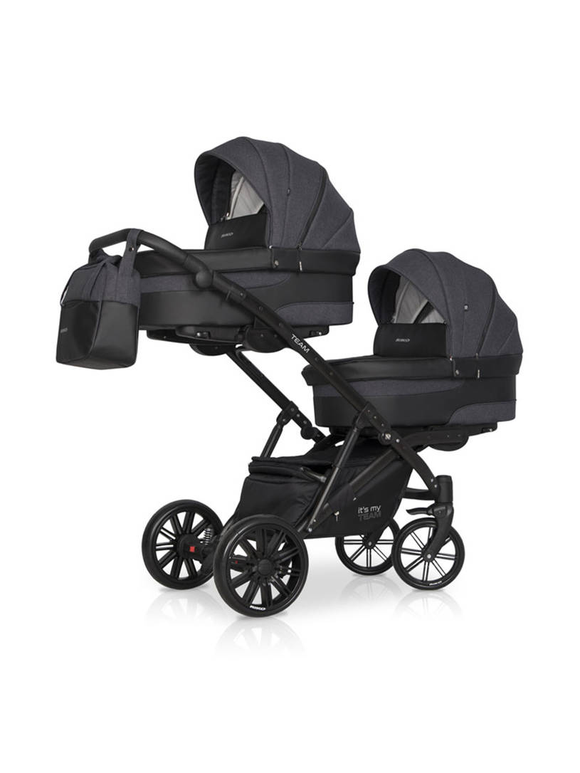 Коляска для двойни 2 в 1 Riko Team 2020 темно-серый