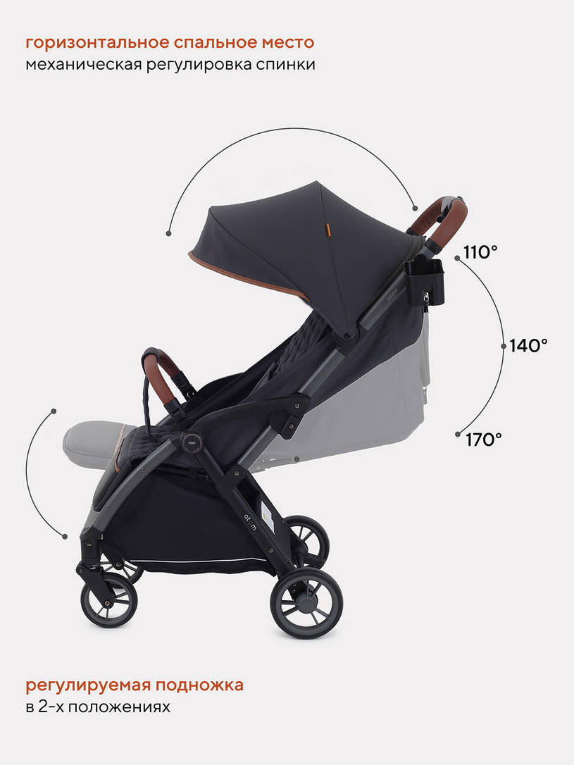 Коляска прогулочная Mowbaby Atom Graphite