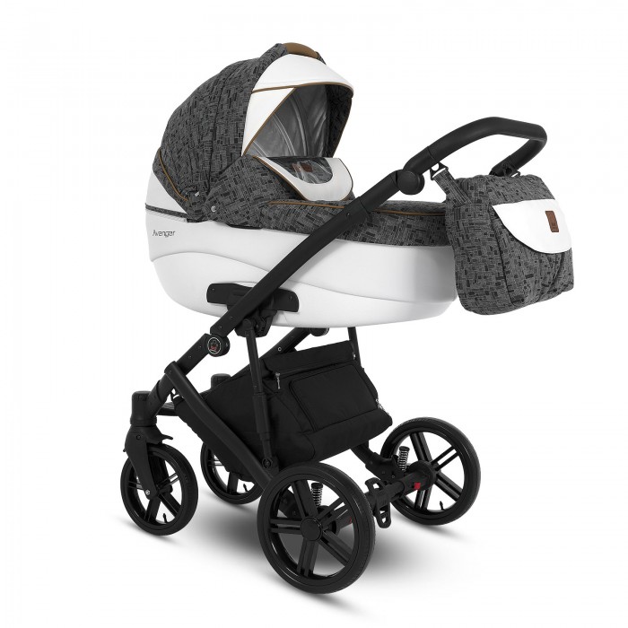 Коляска Camarelo Avenger 3 в 1 серый жаккард/белая экокожа