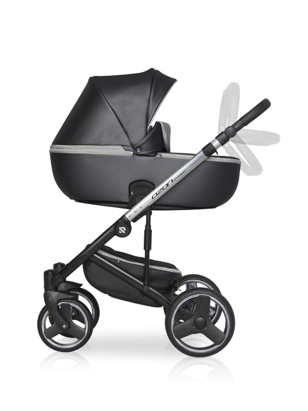 Коляска 2 в 1 Riko Basic Ozon Premium 32 чёрный-серебристый