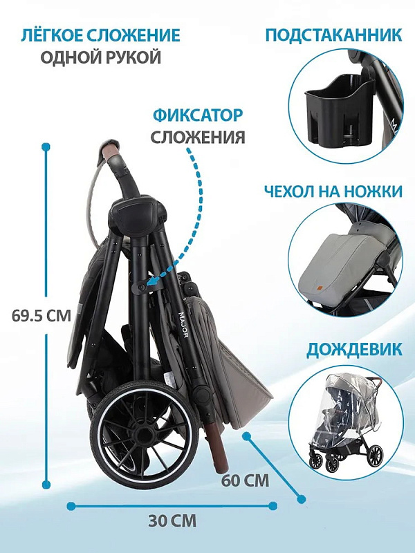 Детская прогулочная коляска Sevillababy Major серo-коричневый