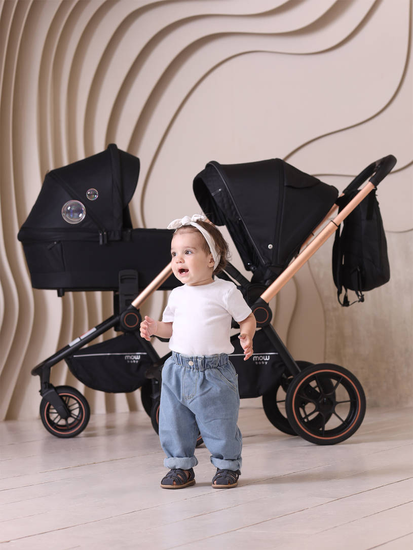 Коляска 2 в 1 MOWBaby ZOOM PU RA086 Gold Black