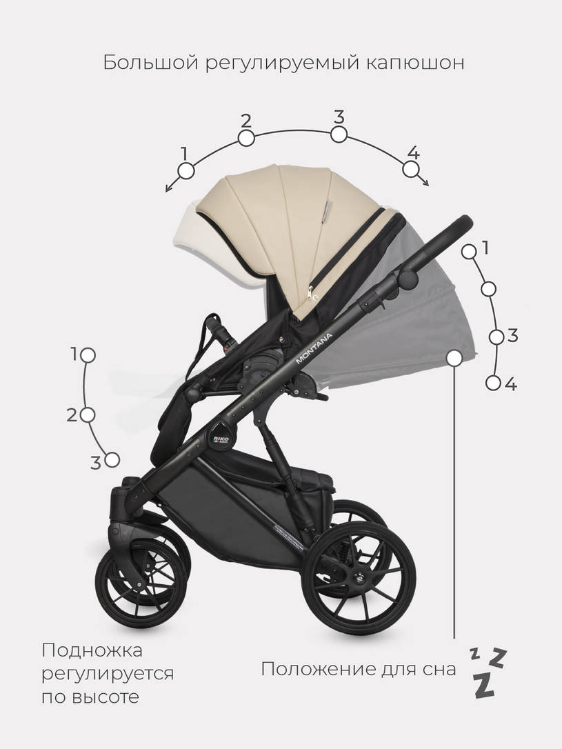 Коляска 2 в 1 Riko Basic Montana Ecco 15 ivory beige