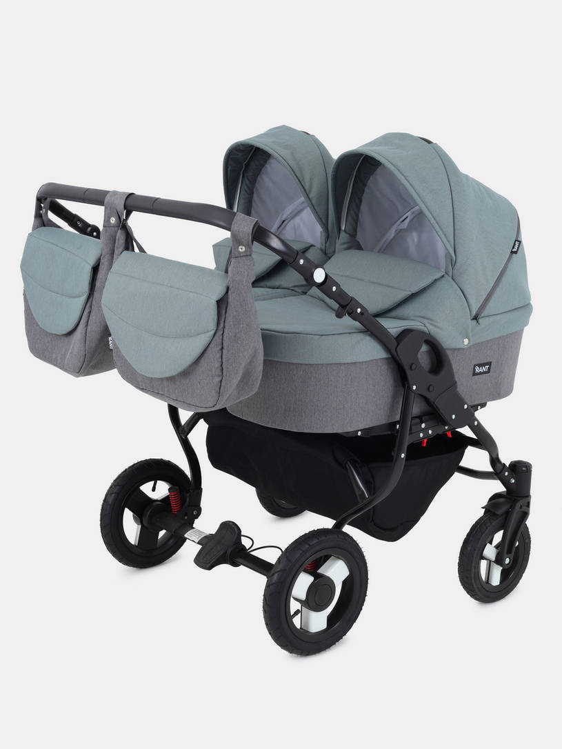 Коляска для двойни 2 в 1 Rant Dream Duo 06 серый-зеленый