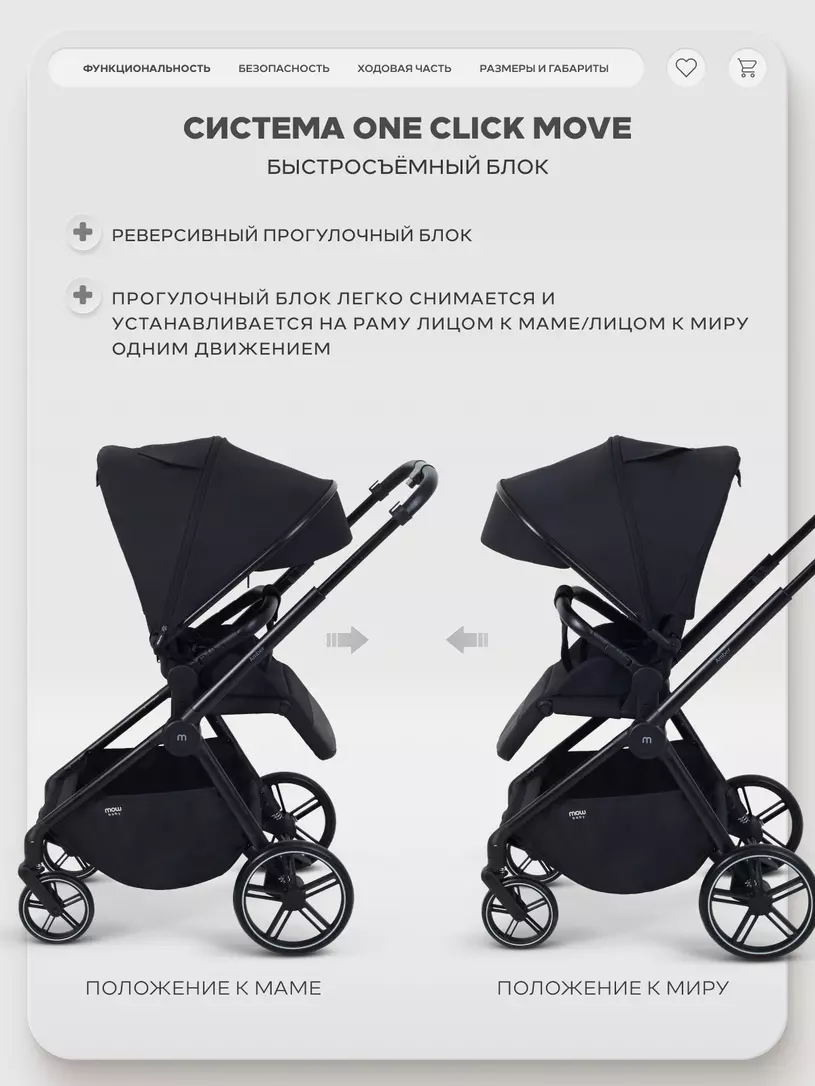Коляска прогулочная Mowbaby Amber Black
