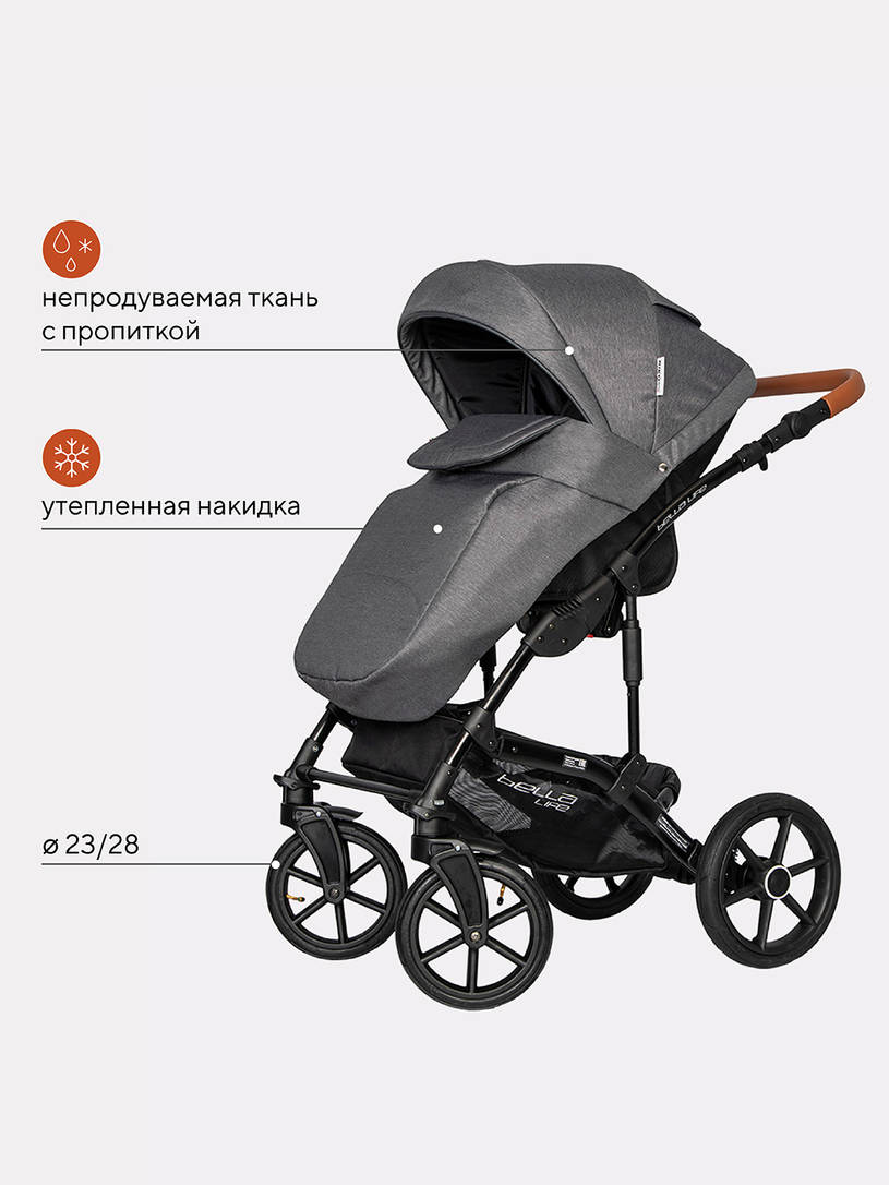 Коляска 2 в 1 Riko Basic Bella Life 06 anthracite
