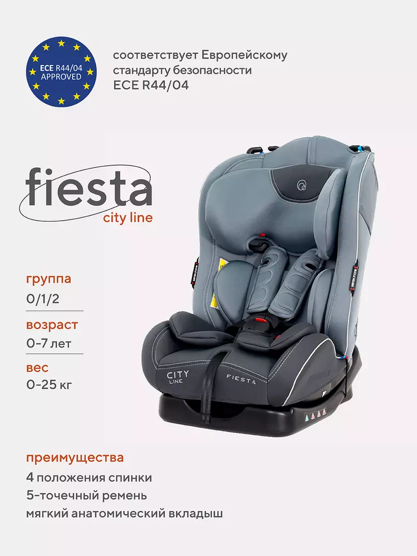 Автокресло Rant Fiesta City line 0/1/2 (0-25 кг) grey