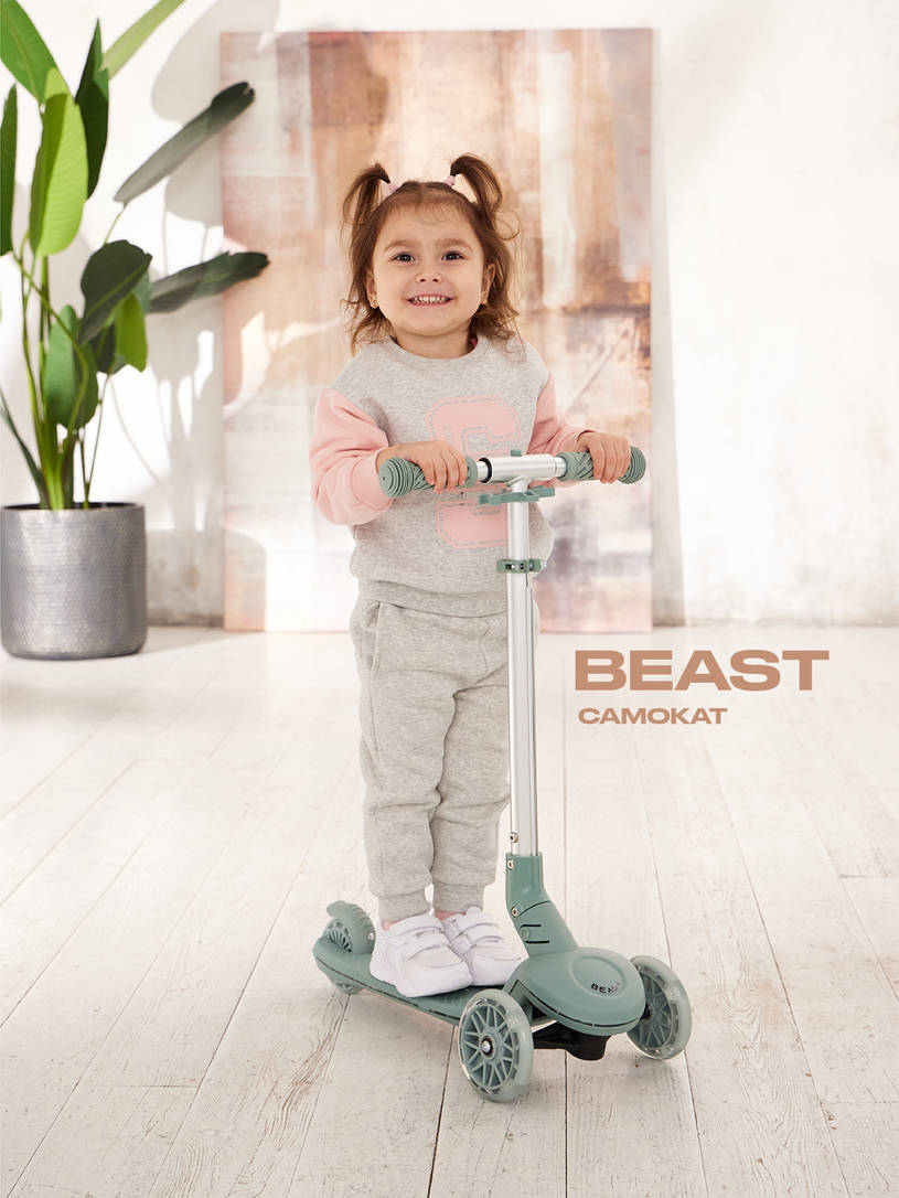 Самокат 3-х колесный Rant Beast Grey