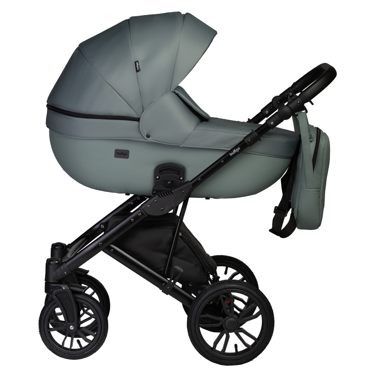 Коляска 2 в 1 Indigo Mio S, 07 (Шалфей кожа + Шалфей)