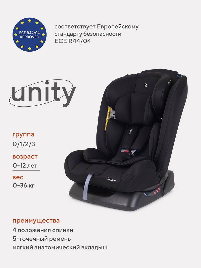 Автокресло Rant Basic Unity 0/1/2/3 (0-36 кг) Black