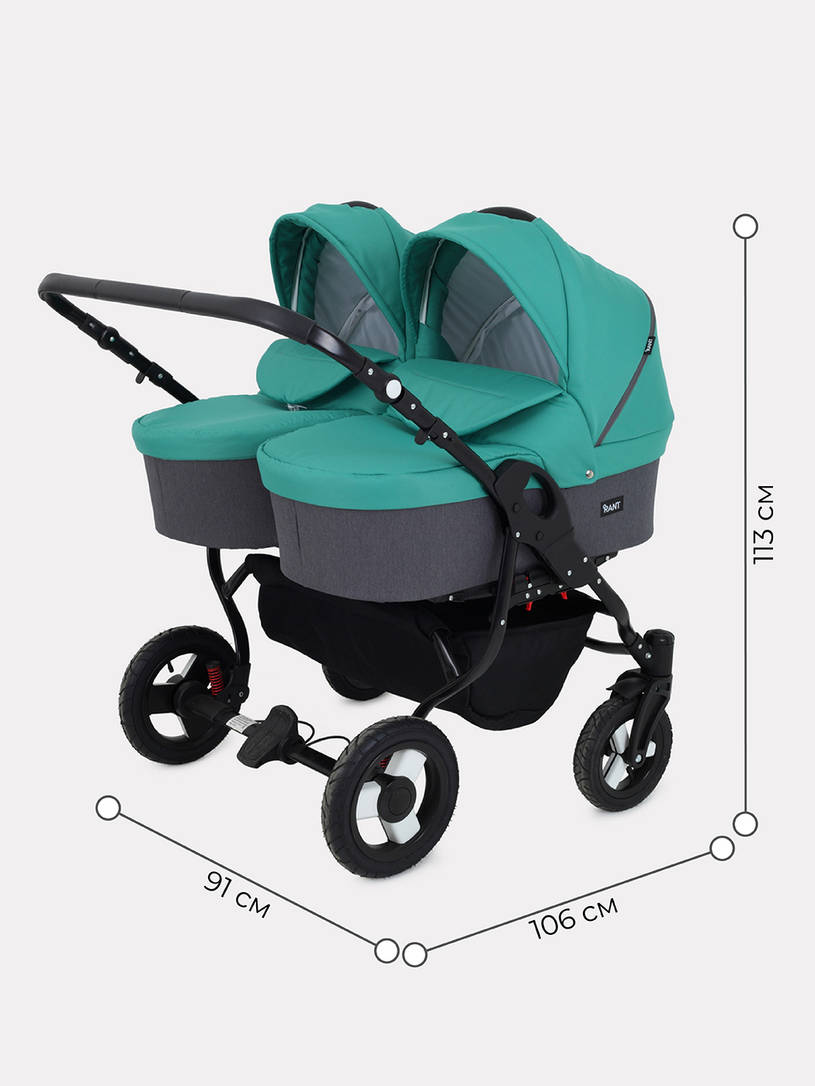 Коляска для двойни 2 в 1 Rant Dream Duo 08 серый-темно-зеленый