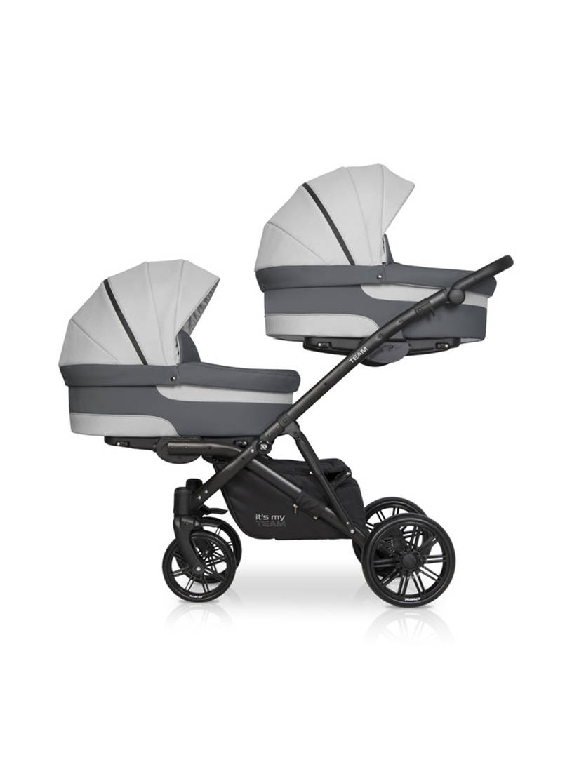 Коляска для двойни 2 в 1 Riko Team 2020 серый