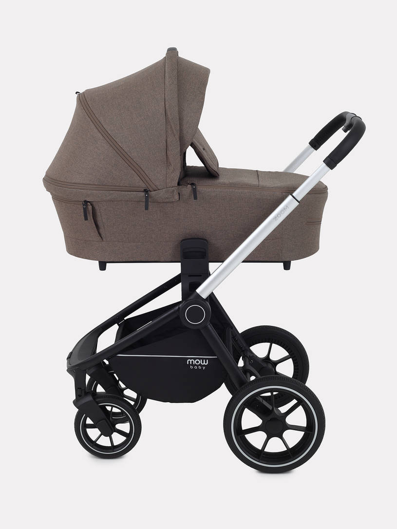 Коляска 2 в 1 Mowbaby Zoom PU silver cacao brown