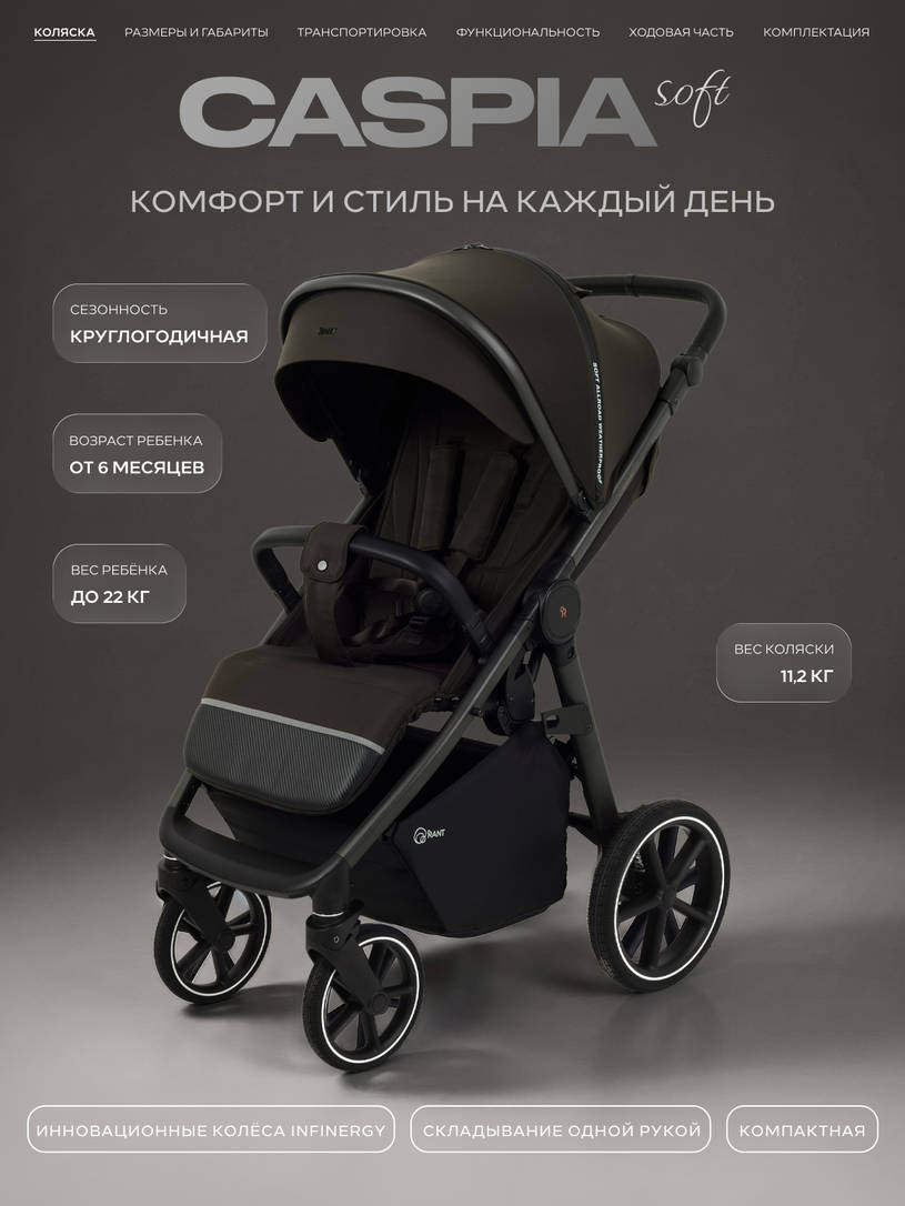 Коляска прогулочная Rant Caspia Soft 2026 Shine brown