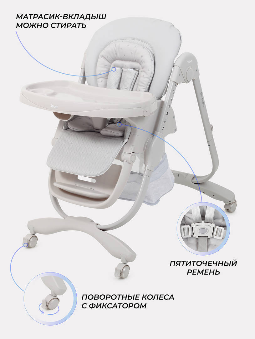 Стульчик для кормления Rant Cafe 2025 Grey