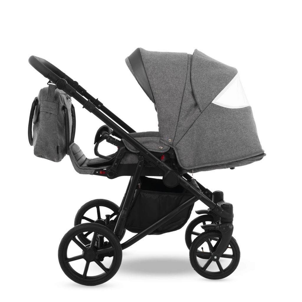 Коляска 2 в 1 Camarelo Ollio, Серый меланж / Темно-серая эко-кожа (01)
