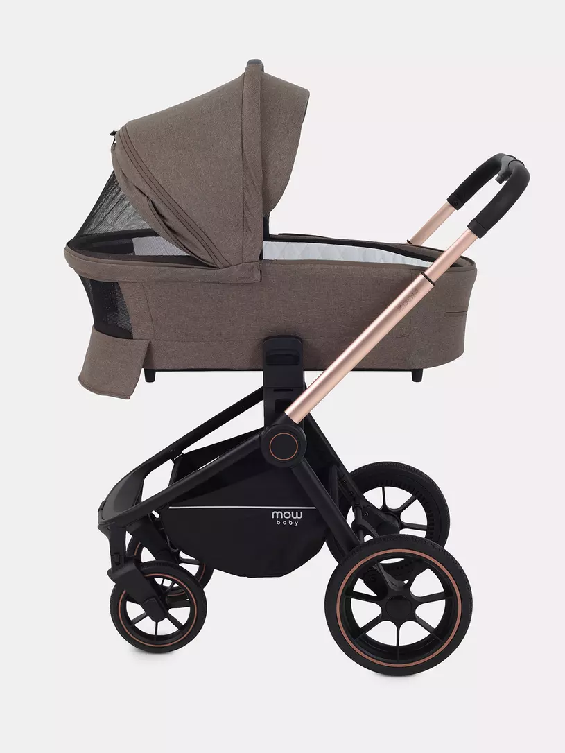 Коляска 3 в 1 Mowbaby Zoom PU gold cacao brown