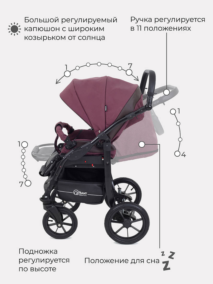 Коляска 3 в 1 Rant Patio Purple