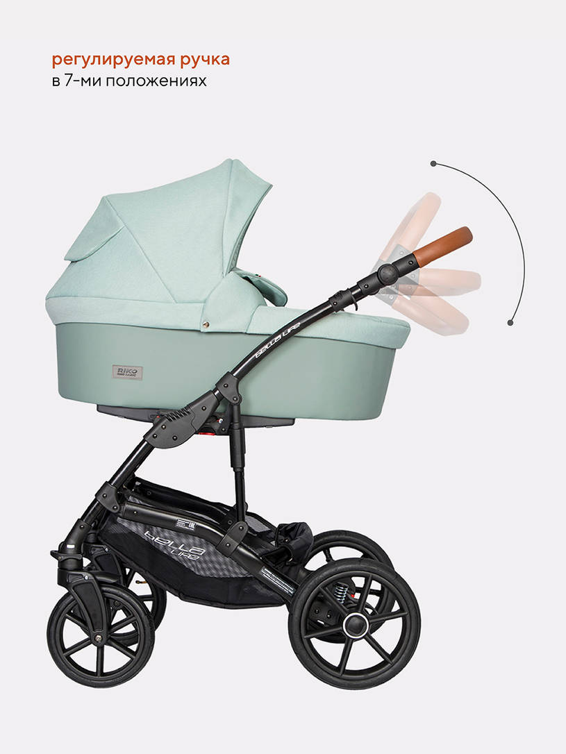 Коляска 2 в 1 Riko Basic Bella Life 02 Basil мятный