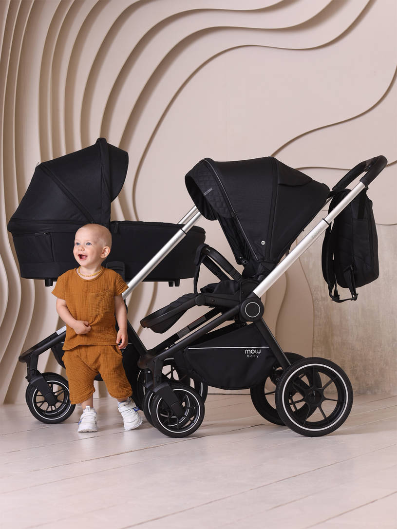 Коляска 2 в 1 MOWBaby ZOOM PU RA086 Silver Black