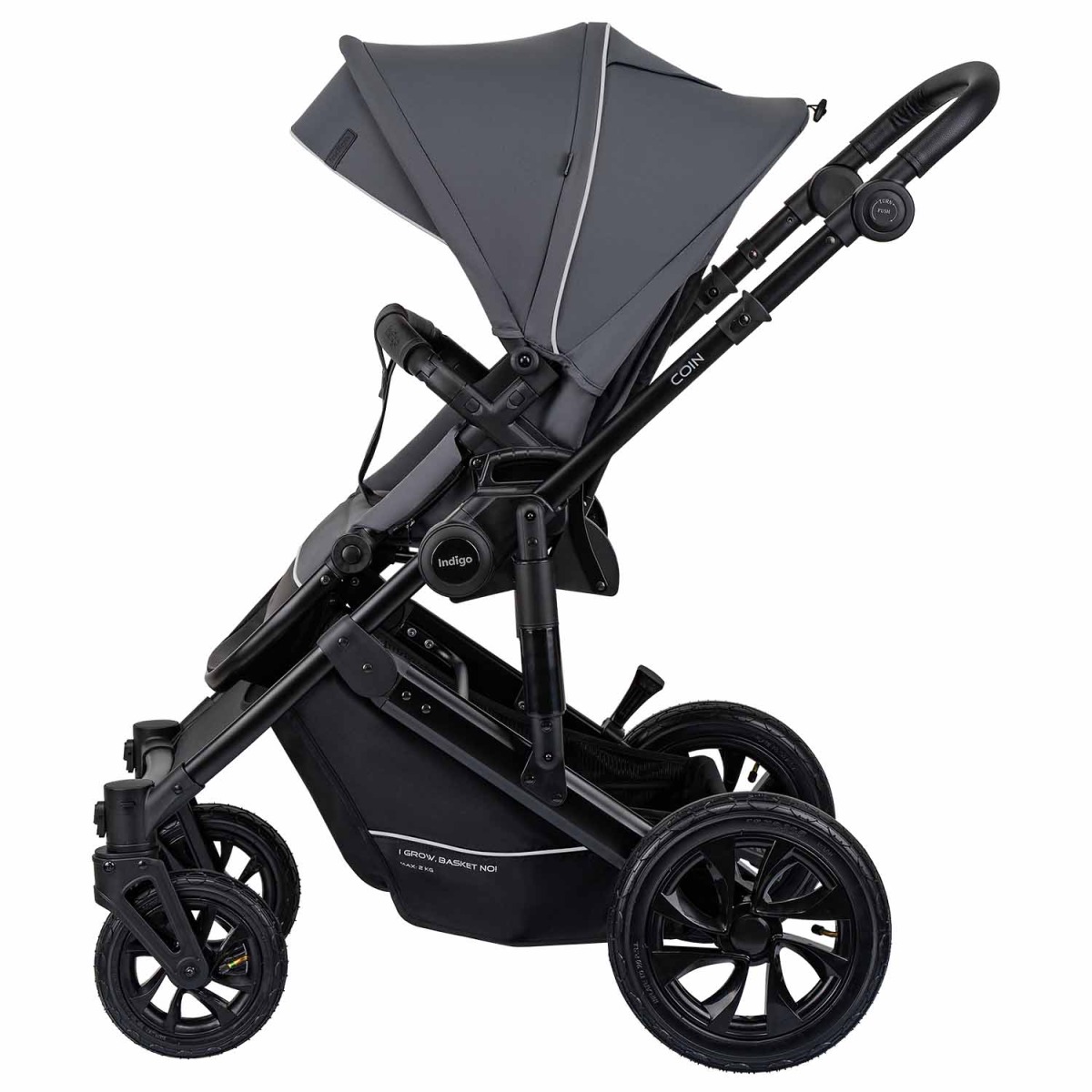 Коляска 2 в 1 Indigo Coin, Темно-серый