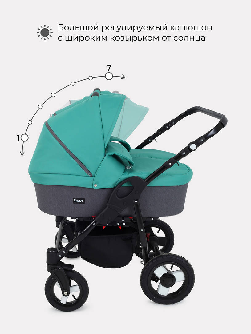Коляска для двойни 2 в 1 Rant Dream Duo 08 серый-темно-зеленый