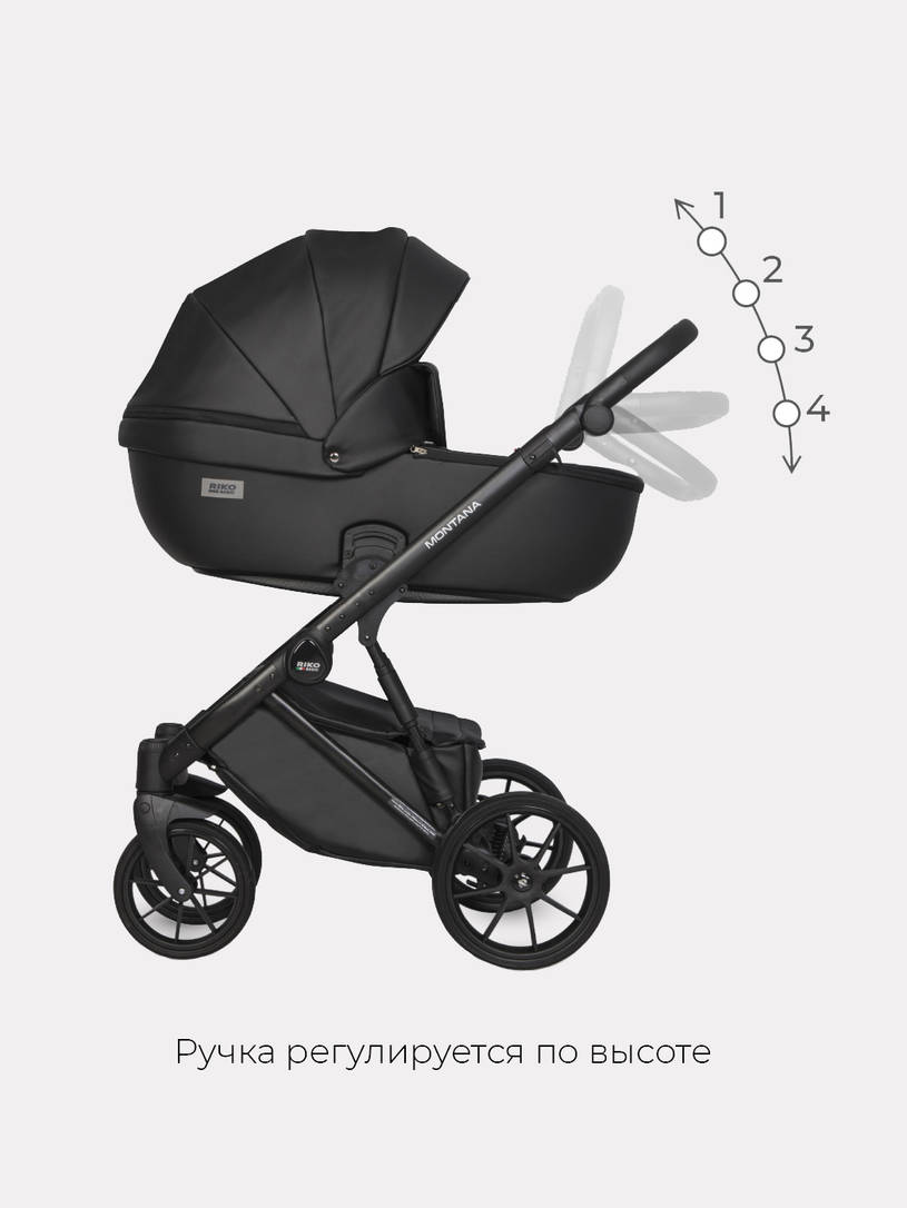 Коляска 2 в 1 Riko Basic Montana Ecco 12 Black черный