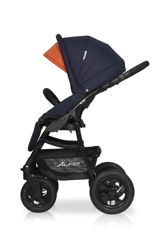 Коляска 3 в 1 Riko Basic Alfa 04 черно-оранжевый