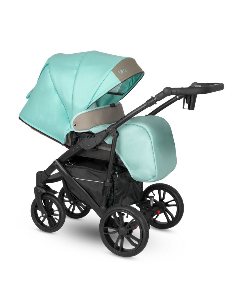 Коляска 2 в 1 Camarelo Veo, Бирюзовый джинс / Темно-бежевая эко-кожа