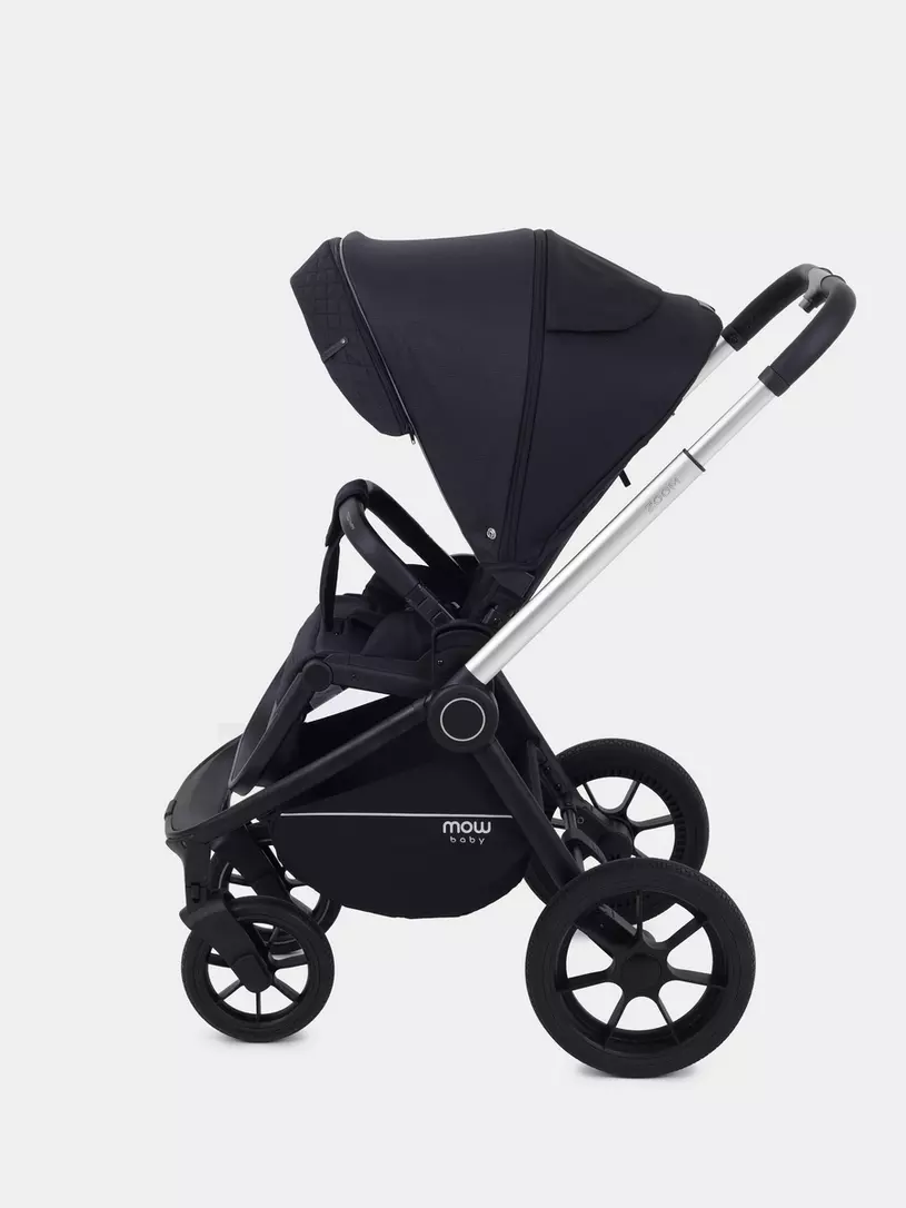 Коляска 3 в 1 Mowbaby Zoom Silver 2025 black
