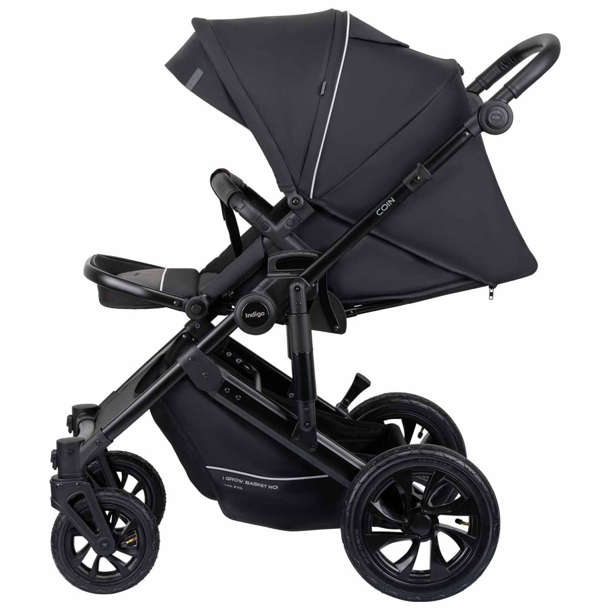 Коляска 2 в 1 Indigo Coin, Черный