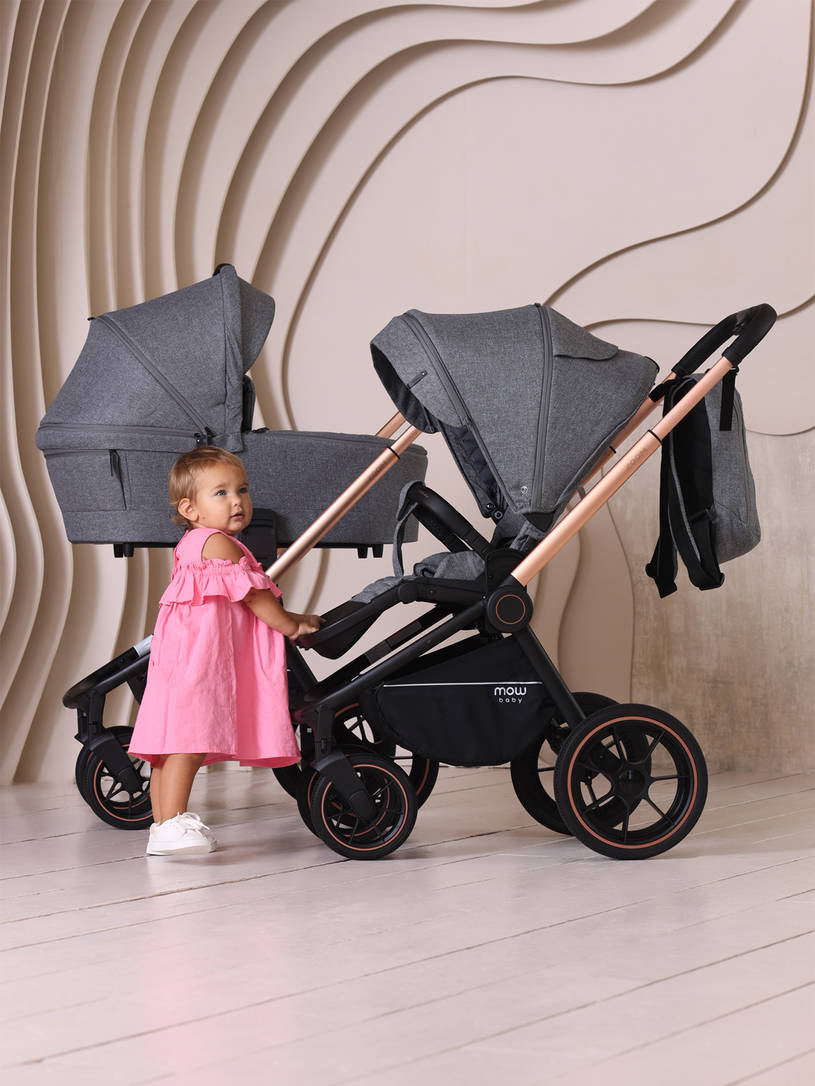 Коляска 2 в 1 MOWBaby ZOOM PU RA086 Gold Grey