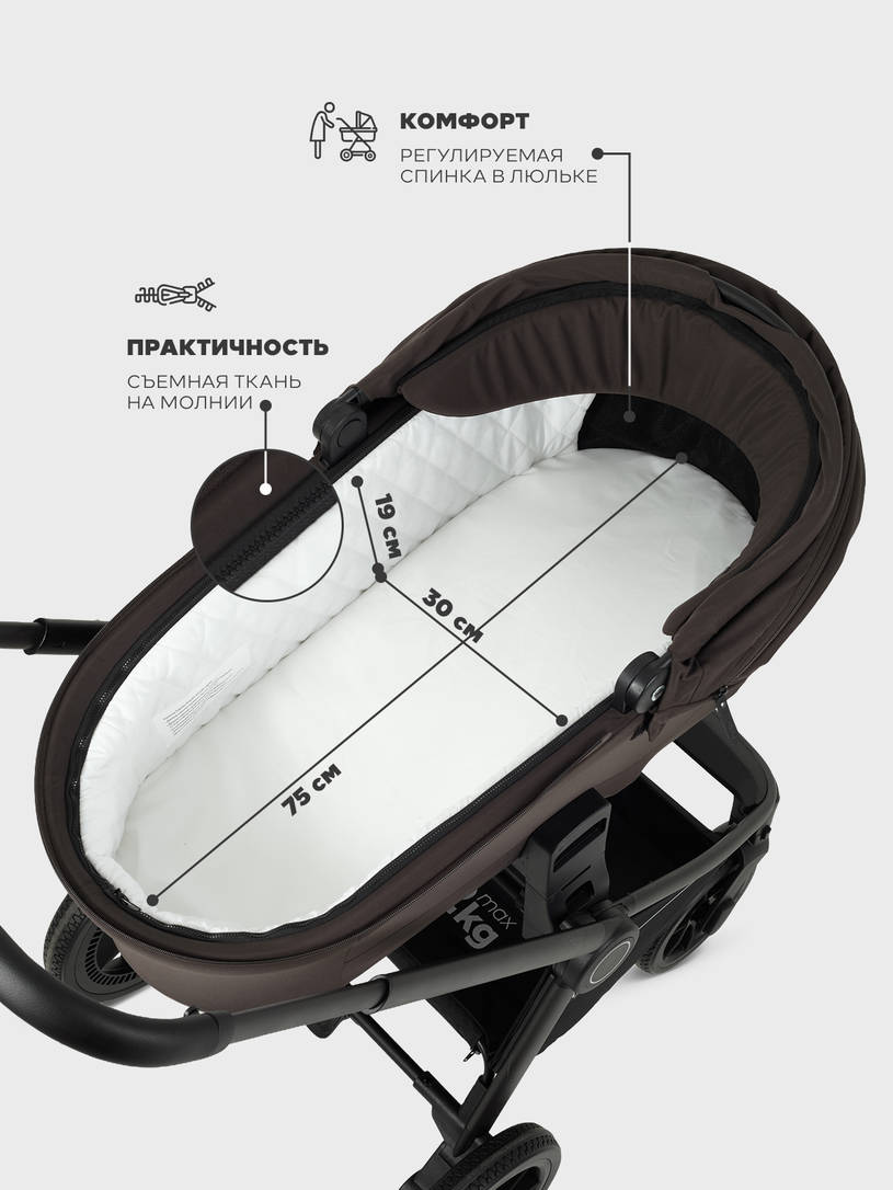 Коляска 3 в 1 Mowbaby Zoom PU Shine brown