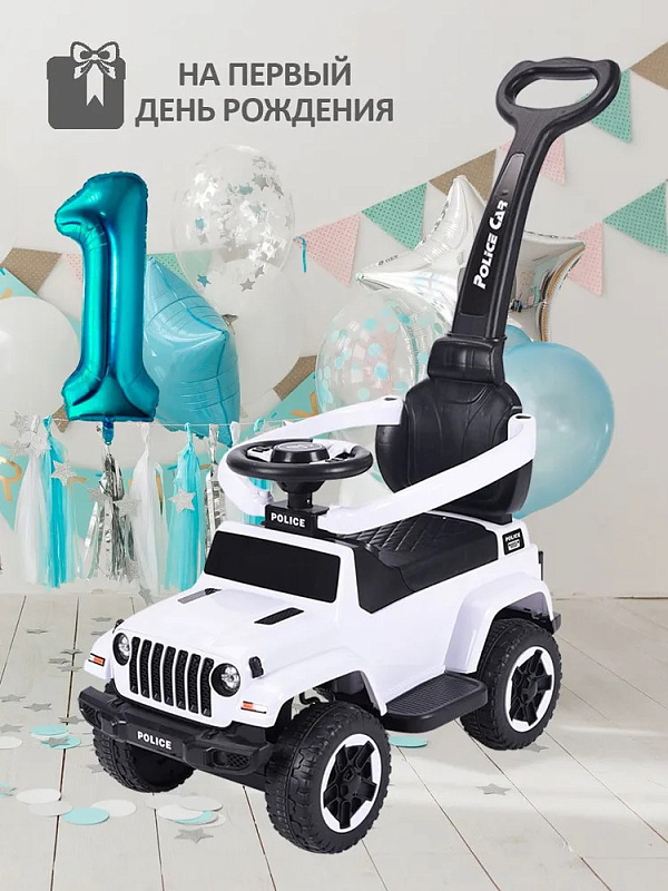 Детская каталка Sevillababy Police 3 в 1 с ручкой BC219 white/белый