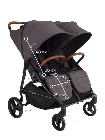 Коляска прогулочная для двойни Rant Twinny RA151 Moon grey. Цвет: Темно-серый