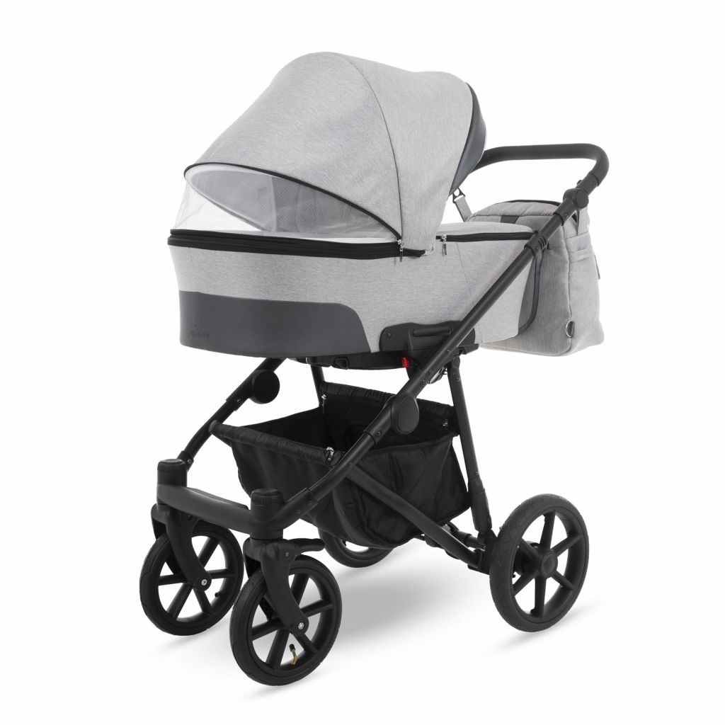 Коляска 2 в 1 Camarelo Ollio, Светло-серый меланж / Темно-серая эко-кожа (07)