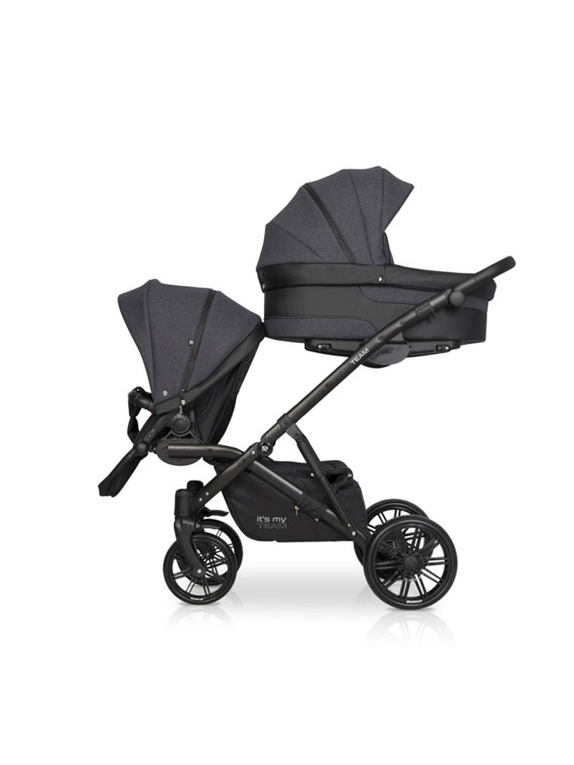 Коляска для двойни 2 в 1 Riko Team 2020 темно-серый