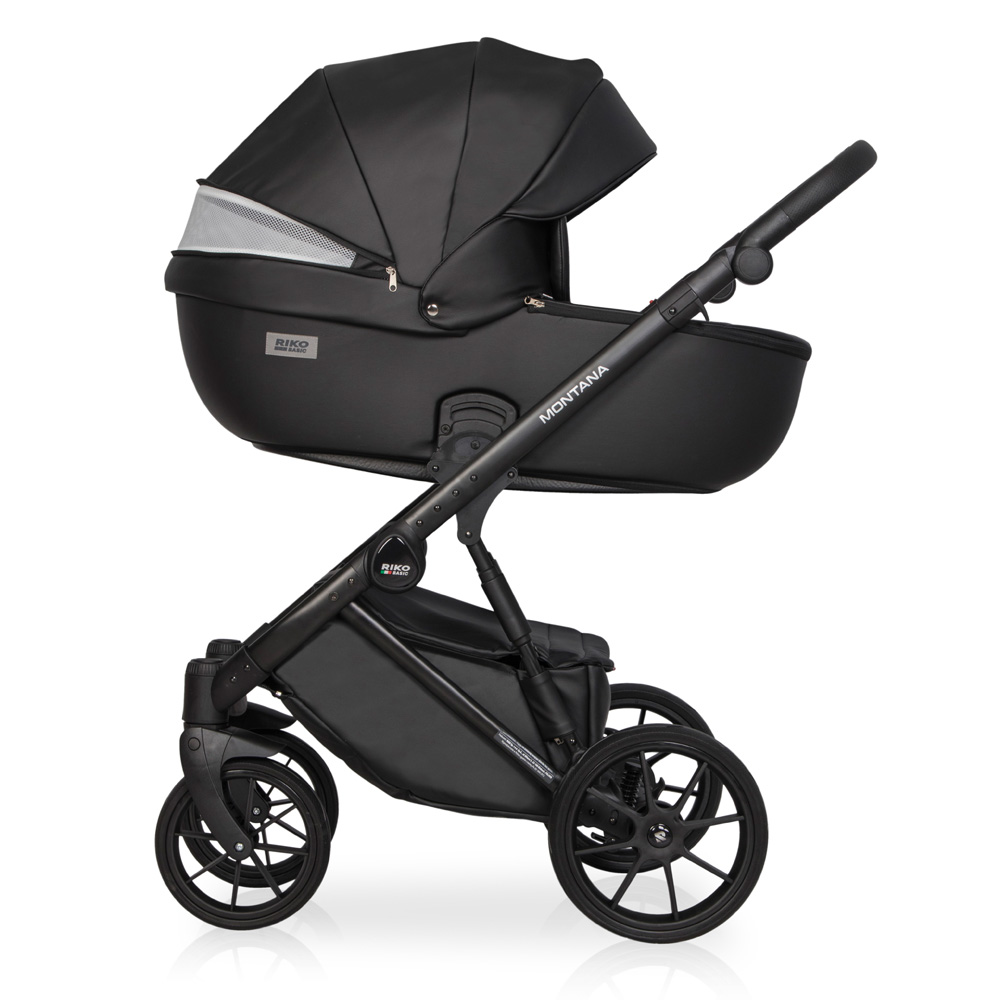 Коляска 3 в 1 Riko Basic Montana Ecco 12 Black черный